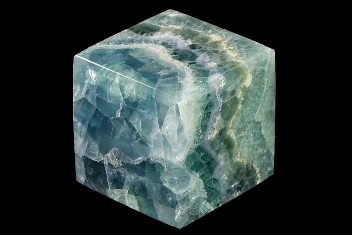 Polished Purple and Green Fluorite Cube - Mexico #153401